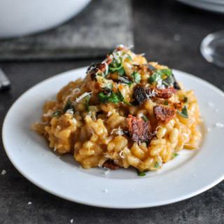 Roasted Sweet Potato Risotto with Brown Butter, Bacon and Fresh Herbs