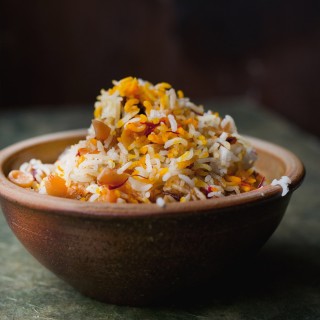 Saffron, date and almond rice