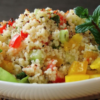 Salad with couscous and feta cheese