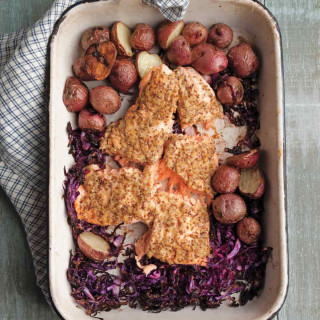 Salmon, Red Cabbage, and New Potatoes