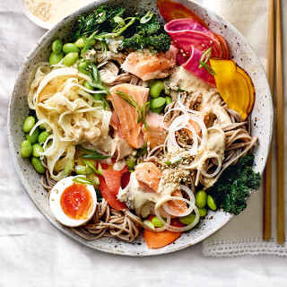 Salmon soba noodle salad