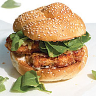 Salmon Cake Sandwiches with Watercress and Miso Dressing