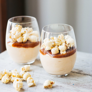 Salted Caramel Cheesecake Mousse (with Caramel Corn)