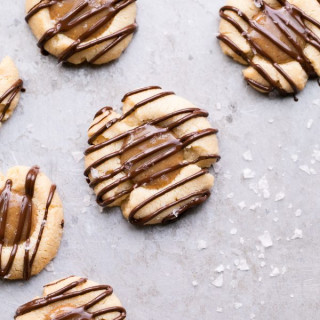 Salted Caramel Thumbprint Cookies (Gluten Free, Paleo + Vegan)