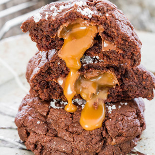 Salted Rolo and Nutella Stuffed Double Chocolate Cookies