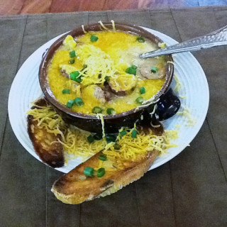 Sausage, Cheddar Cheese Stew with Potatoes