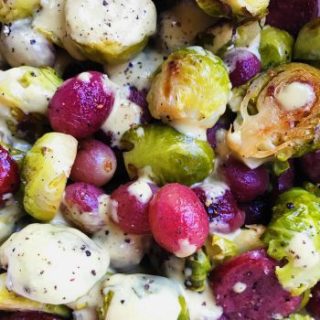 Sausage Grape Roasted Brussles Sprouts