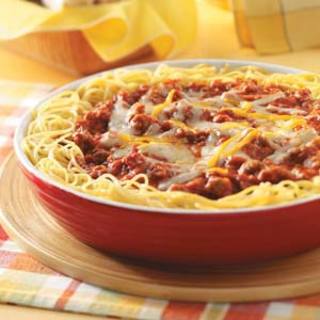 Sausage Spaghetti Pie Skillet Recipe