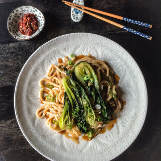 Sauté of Baby Bok Choy and Udon Noodles
