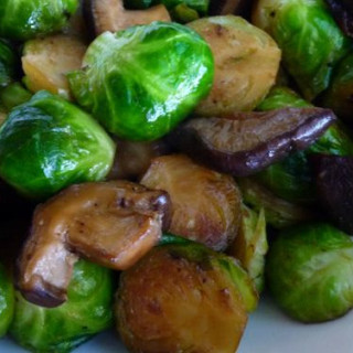 Sautéed Brussel Sprouts and Shitake Mushrooms with Truffle Oil