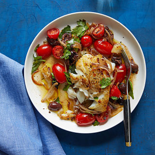 Sauteed Cod with Tomatoes and Olives
