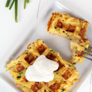 Savory Parsnip Noodle Chive Waffles