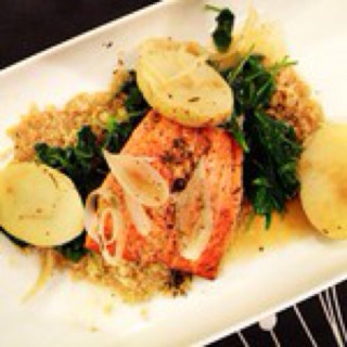 Seared Salmon with Kale and Quinoa