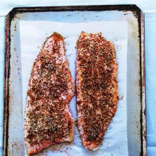 Seed-encrusted trout