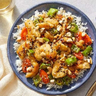 Sesame-Cashew Chicken with Carrots &amp; Shishito Peppers