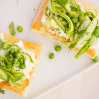 Shaved Asparagus and Goat Cheese Tarts