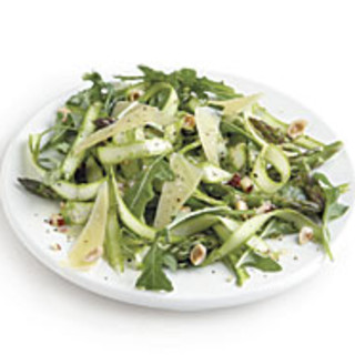 Shaved Asparagus Salad with Aged Gouda and Hazelnuts