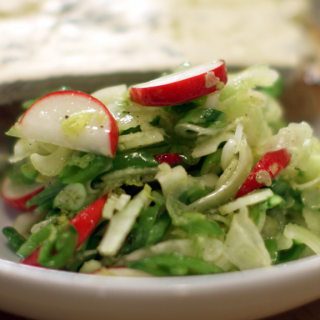 Shaved Celery, Fennel, and Radish Salad with Buttered Valdeon Toasts