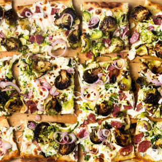 Sheet-Pan Pizza with Brussels Sprouts and Salami