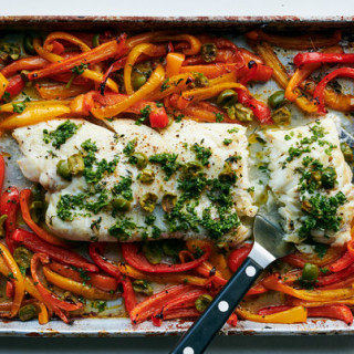 Sheet-Pan Roasted Fish With Sweet Peppers