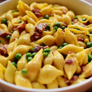 Shells and Cheese (with Bacon and Peas)