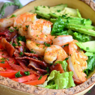 Shrimp BLTA Salad with Light Buttermilk Ranch