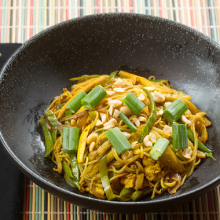 Singapore Curry Noodleswith Snow Peas and Yellow Squash