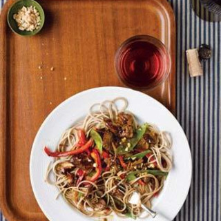 Slow-Cooker Asian Pork With Snow Peas, Red Peppers, and Soba Noodles
