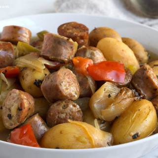 Slow Cooker Cabbage, Potatoes & Smoked Sausage