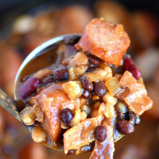 Slow Cooker Kielbasa and Barbecue Beans