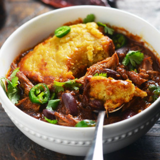 Slow-Cooker Pulled-Pork Chili With Cornbread Dumplings