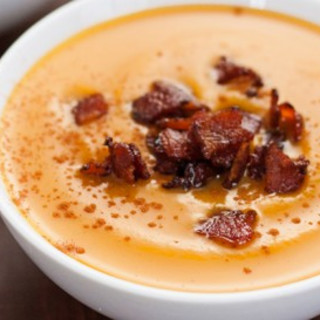 Slow Cooker Sweet Potato Soup with Maple Bacon