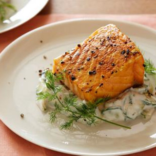 Slow-Roasted Salmon with Cucumber Dill Salad