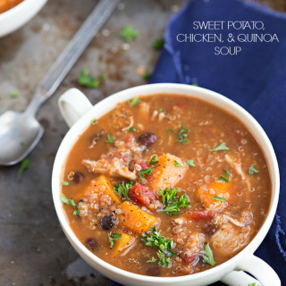 {Slow Cooker} Sweet potato, chicken, and quinoa soup