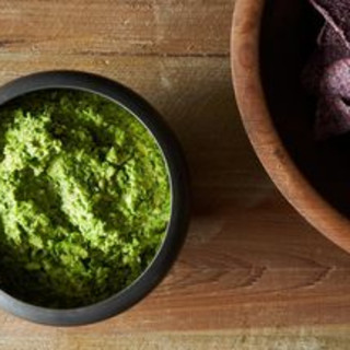 Smashed Pea Guacamole with Cilantro, Ginger and Lime