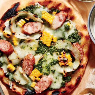 Smoked Sausage, Grilled Corn, and Sweet Onion Pizza