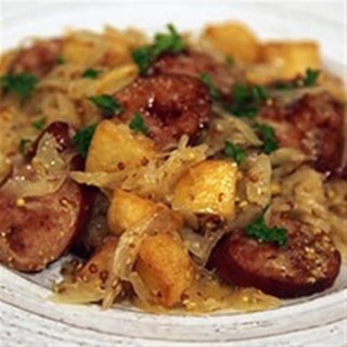 Smoked Sausage with Potatoes &amp; Sauerkraut