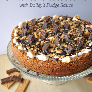 S’Mores Cheesecake with Bailey’s Irish Cream Hot Fudge