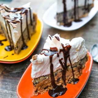 S'mores Ice Cream Pie with Salted Butter Chocolate Sauce