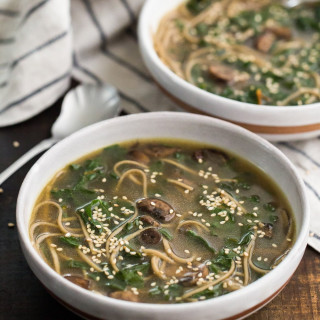Soba Noodle Soup with Mushrooms and Chard