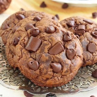 Soft and chewy triple chocolate fudge cookies recipe
