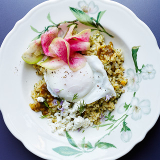 Sorrel Rice Bowls with Poached Eggs