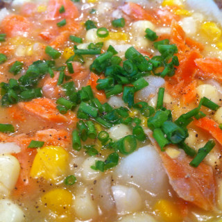 Soup- Sweet Corn + Salmon Chowder