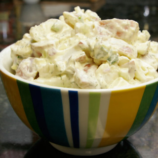 Sour Cream Potato and Egg Salad with Cucumber
