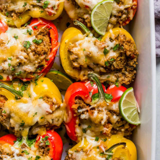 Southwest Beef and Quinoa Stuffed Peppers