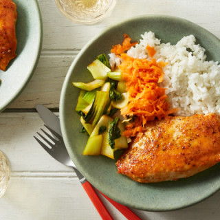 Soy-Glazed Chicken with Sesame Carrots &amp; Rice
