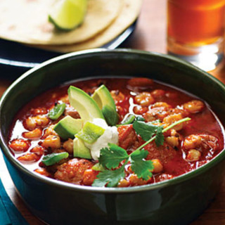 Speedy Chicken Posole with Avocado and Lime