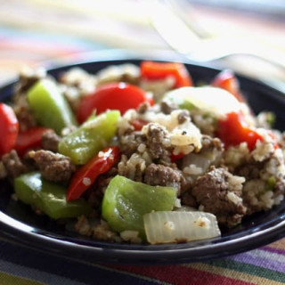 Spicy Hot Green Chile Beef and Pepper Skillet