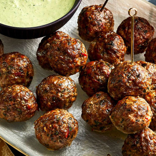 Spicy Lamb Meatballs with Green Goddess Dip