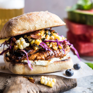 Spicy Maple Grilled Chicken Sandwich with Smoky Bacon Corn